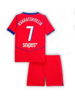 Paris Saint-Germain Khvicha Kvaratskhelia #7 Dječji Rezervni Dres kompleti 2025-26 Kratak Rukavima (+ kratke hlače)